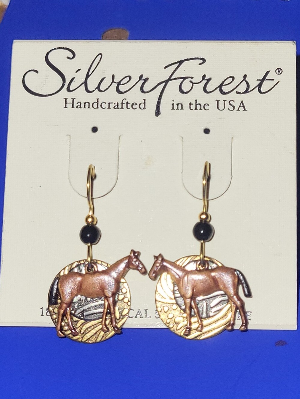 Brand New Silver Forest Chestnut Mare Horse Dangle Earrings Handcrafted Western